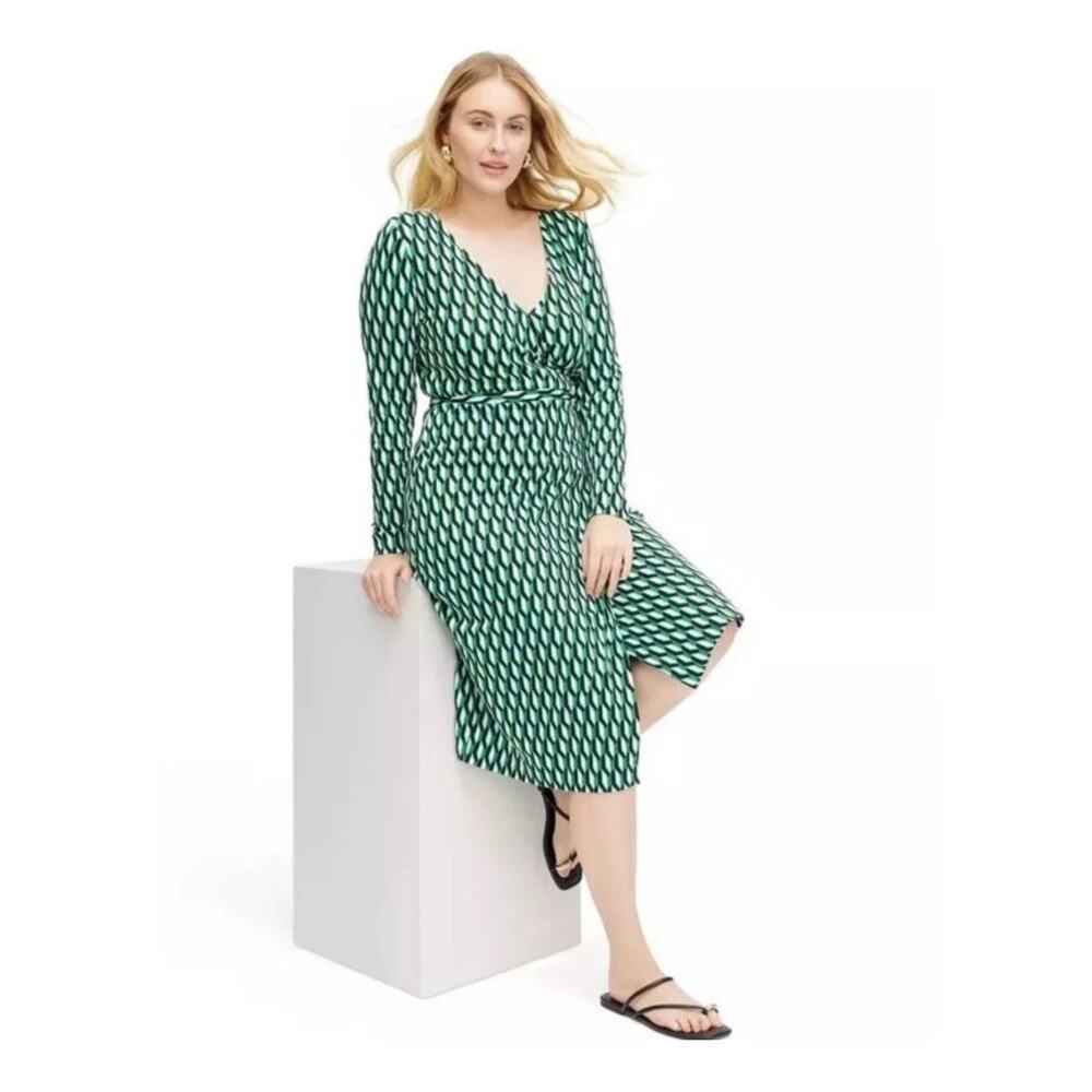Diane Von Furstenberg x Target Long Sleeve Midi Wrap Dress Arrow Geo Print